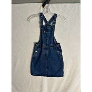 Matalan Girls Blue Denim Pinafore Overall Dress Dark Wash Size 9 Years Cotton